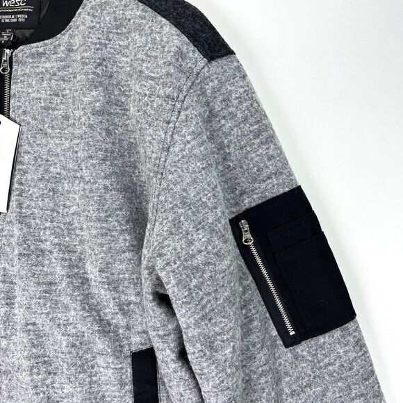New WESC Bomber Jacket Warm Grey Flannel Unisex Men L / Women XL MSRP  $225 - Picture 7 of 10